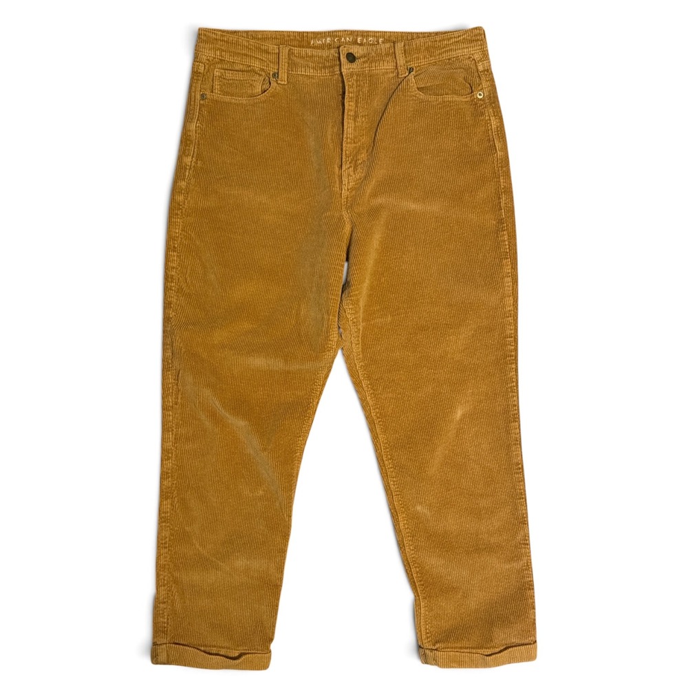 American Eagle Super Stretch Corduroy Pants Womens 16 Regular Mustard Tan Camel